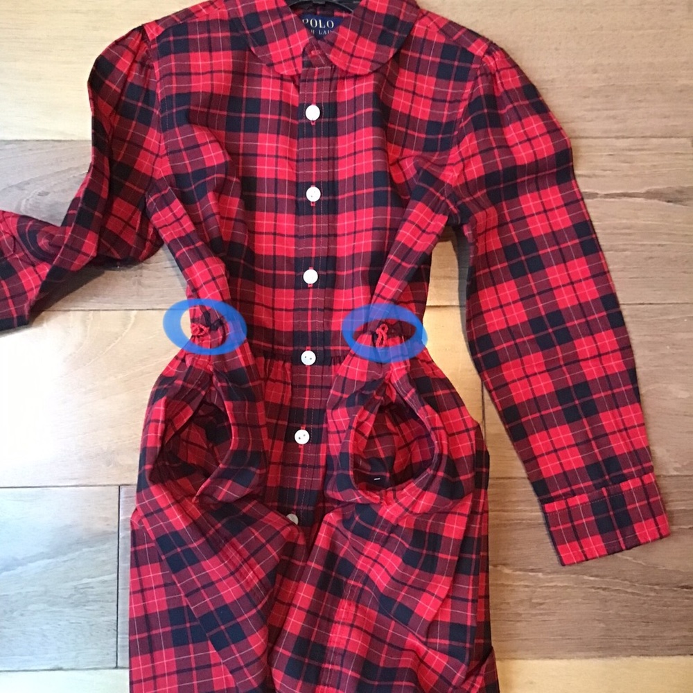 Ralph Lauren Cotton Tartan Plaid Dress Button Down Sleeves Pockets - Picture 4 of 9